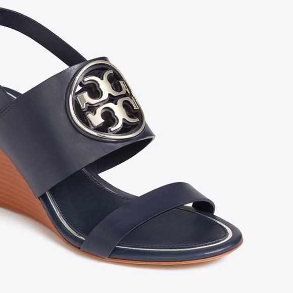 NWT Tory Burch Miller metal logo wedge sandal - Picture 3 of 13